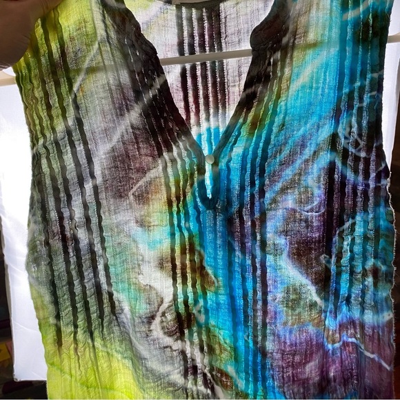 CP Shades Tie Dye Tank Top Womens Size XS Geode Hand Dyed Shirt Gray Turquoise - Picture 6 of 11